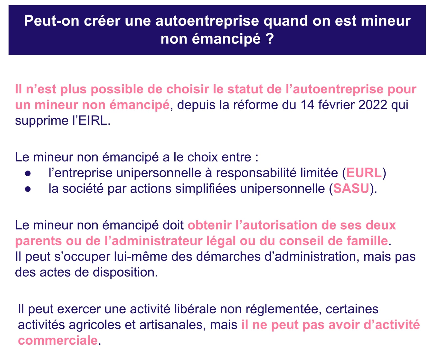 Autoentreprise mineur non émancipé