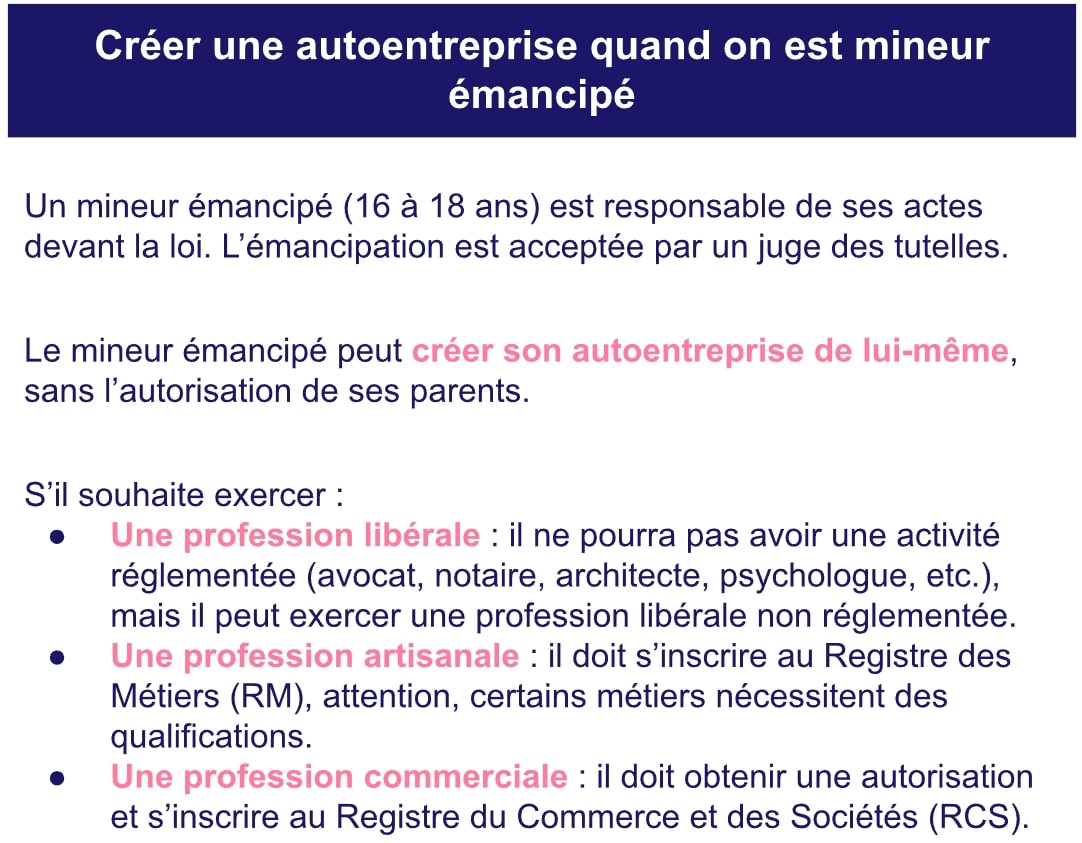 Autoentreprise mineur émancipé