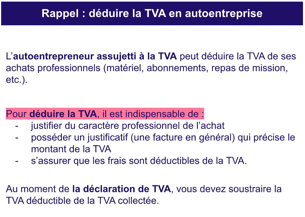 La déduction de TVA pour un autoentrepreneur