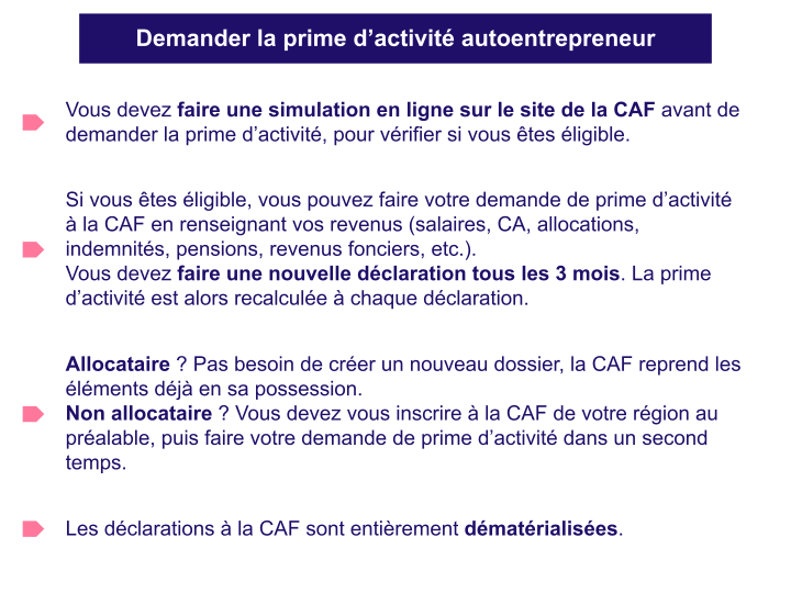 Prime d’activité auto entrepreneur