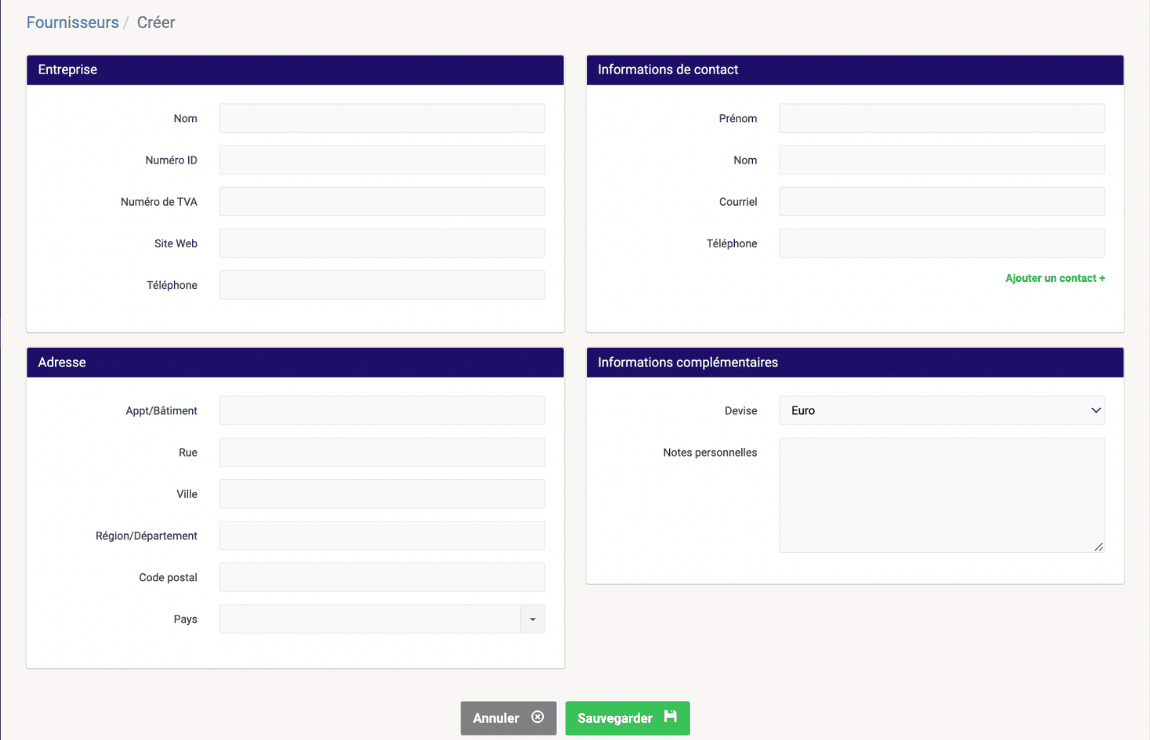 Créer un fournisseur sur notre outil de facturation