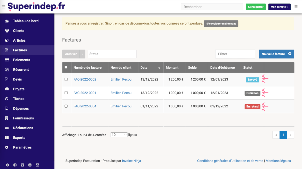 Suivre l’état de vos factures sur notre outil de facturation Superindep