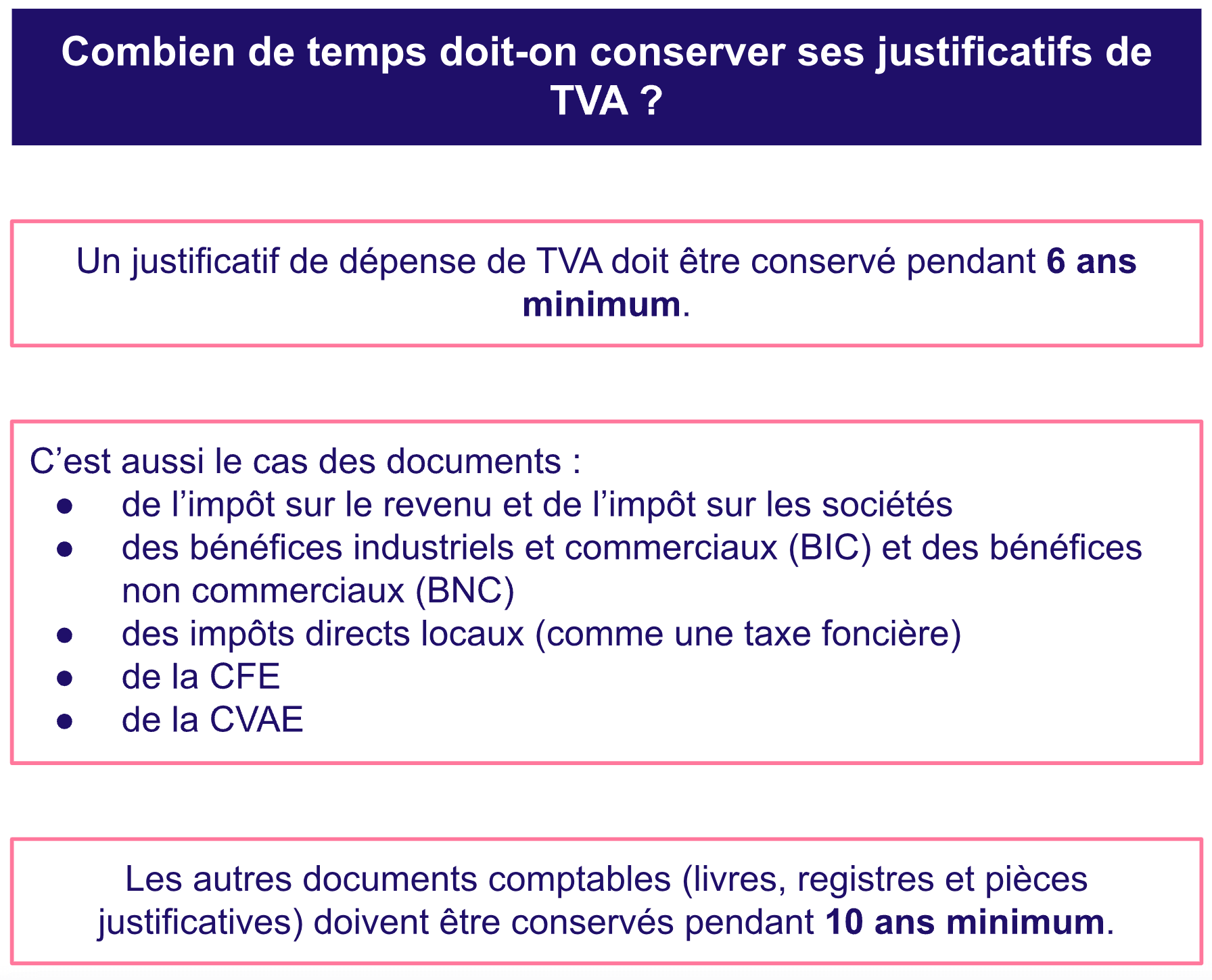 Conservation justificatif TVA