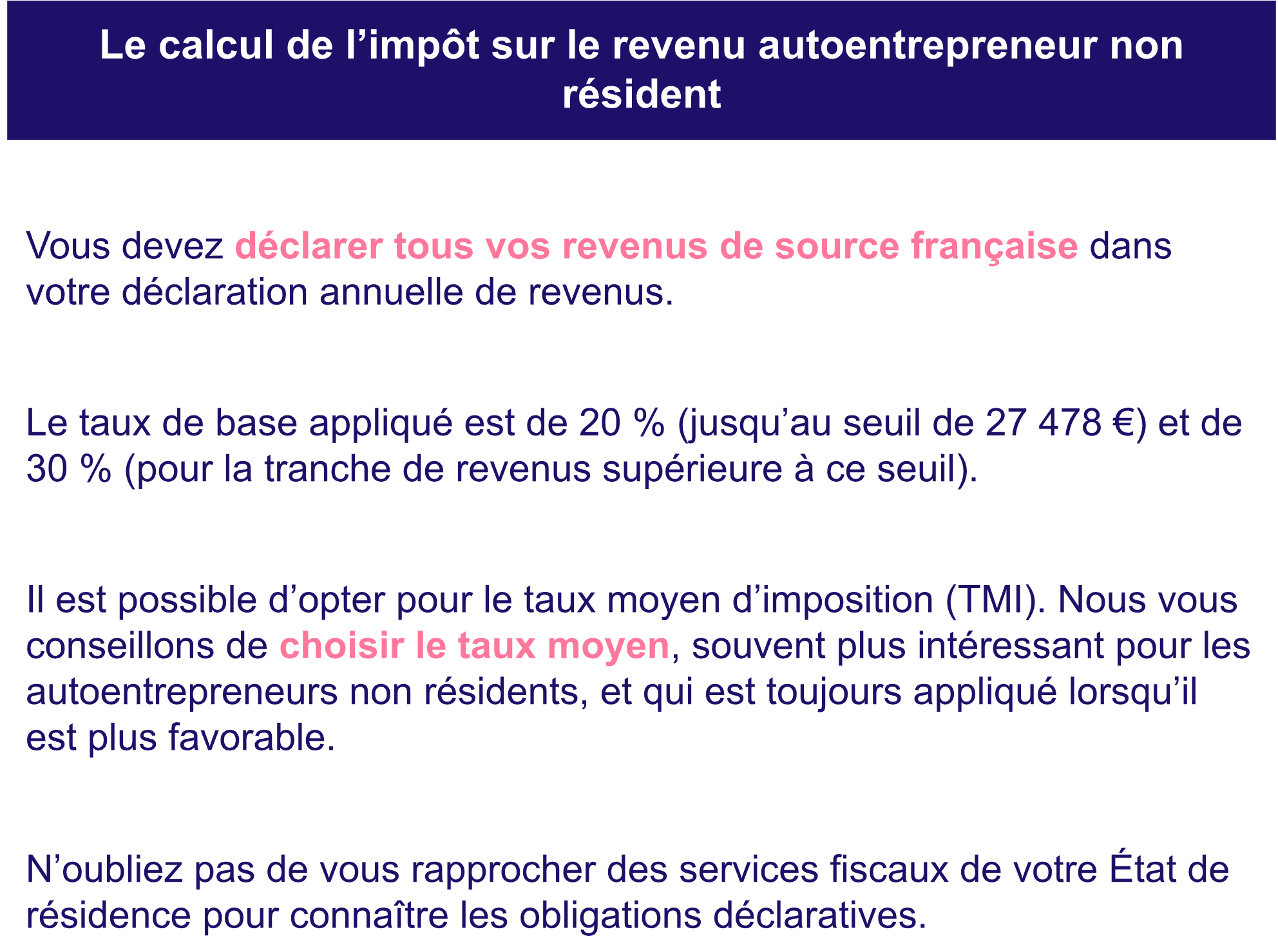 Calcul impot sur le revenu autoentrepreneur non resident