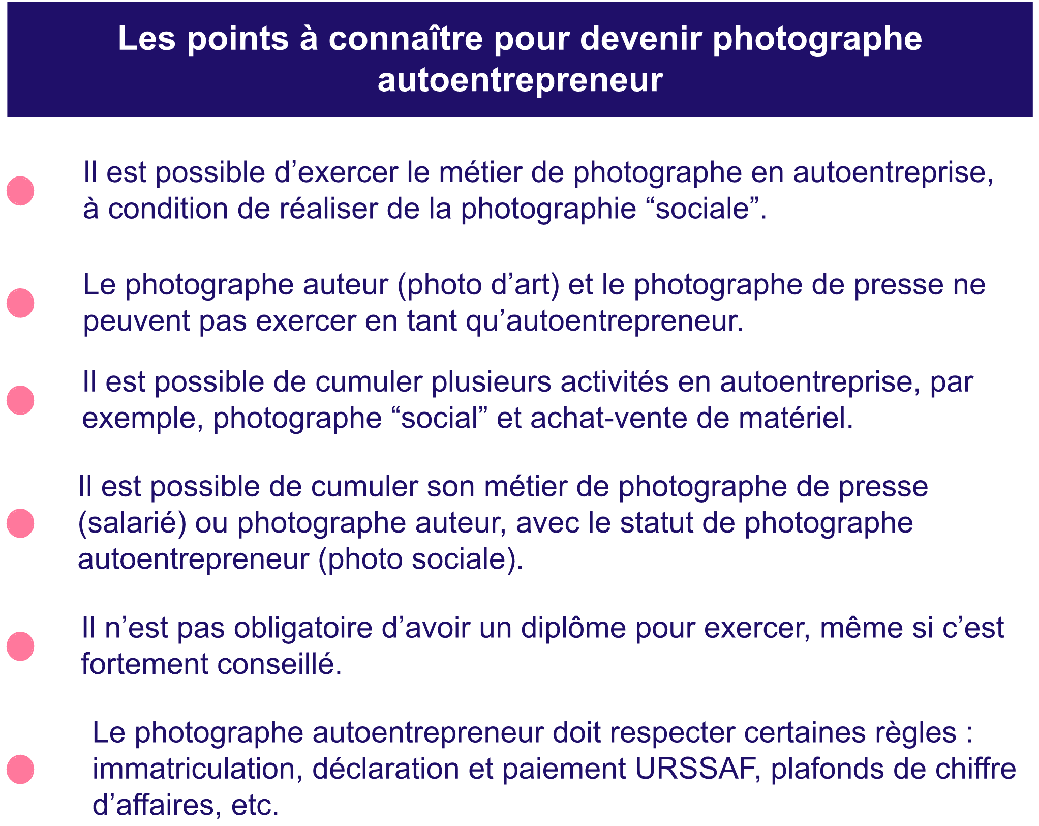 Photographe autoentrepreneur