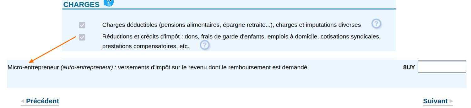 Trouver la case 8UY de la déclaration d’impôt