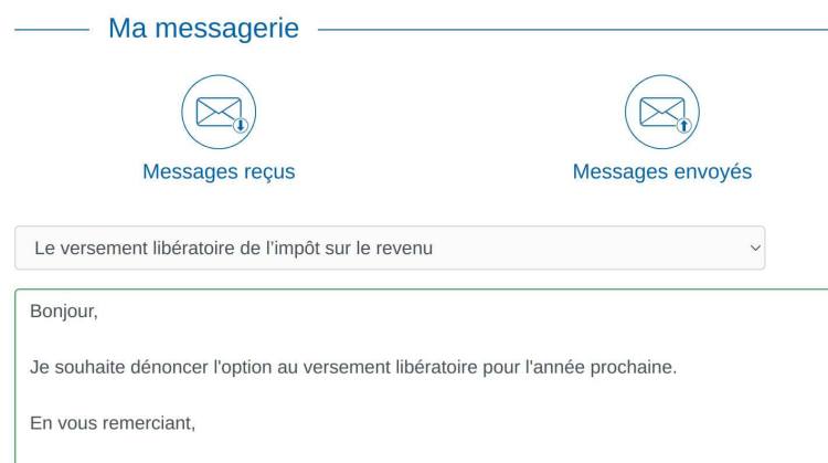 Dénoncer/arrêter le versement libératoire