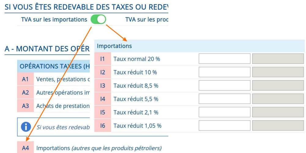 TVA sur les importations sur la déclaration TVA CA3 mensuelle