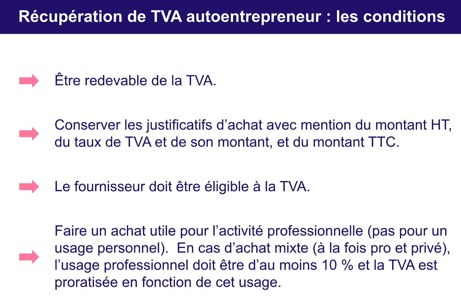 Condition de recuperation de la tva autoentrepreneur