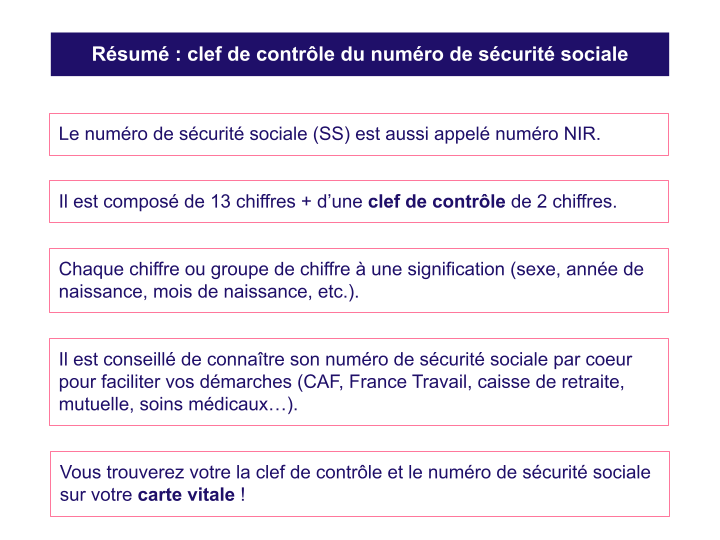 Clef de contrôle du numéro de sécurité sociale