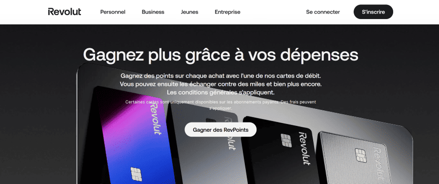 Page d’accueil de revolut.com