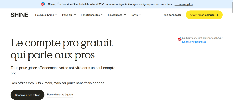 Page d’accueil de Shine.fr