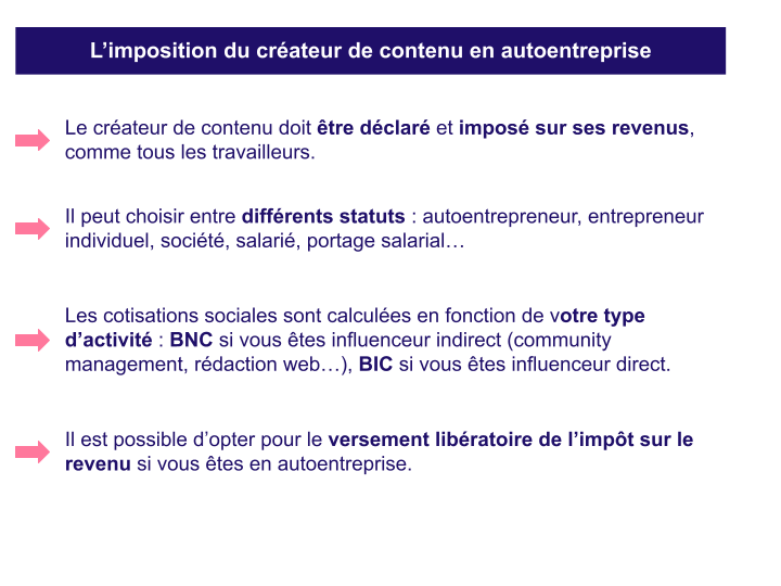 L’imposition du créateur de contenu en autoentreprise