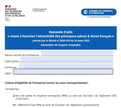 Attestation comptable aide pour le retour des exposants dans les foires et salons français