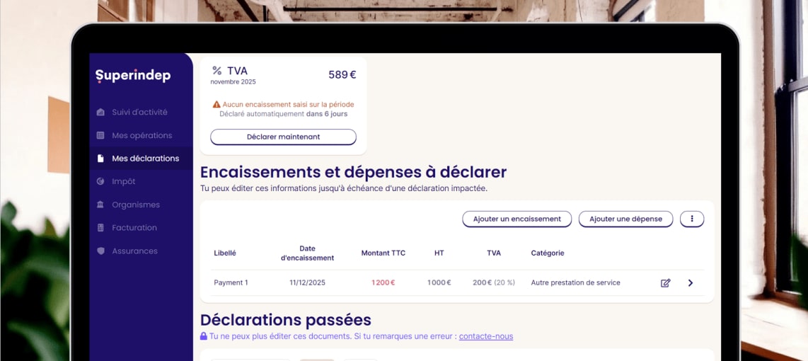dashboard déclarations tva